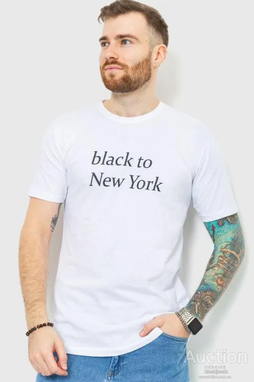 Футболка мужская с принтом, цвет белый, 180R159 Ціна