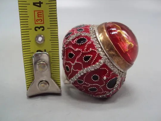 Женское кольцо султан перстень крест распятие эмаль серебро вес 29,28 г размер 18,5 №15177 З аукціону