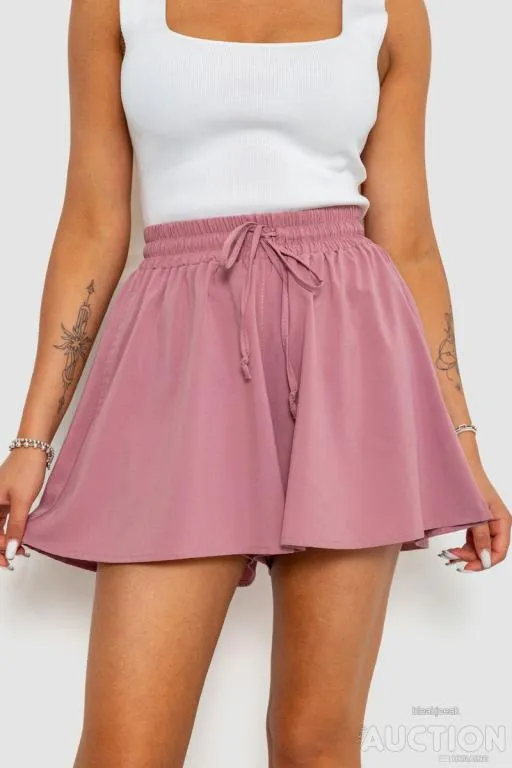 Шорты-юбка однотонные, цвет пудровый, 102R5256 Ціна