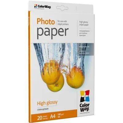 Купити Фотобумага ColorWay A4 180г glossy 20л (PG180020A4)