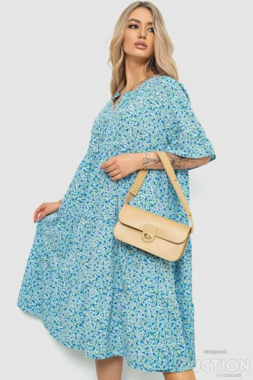 Купити Сукня с цветочным принтом, цвет голубой, 102R5251