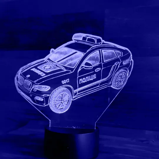 Акриловий світильник-нічник Машина поліції синій tty-n001465 Ціна