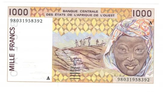 1000 франків 1997 року UNC Западна Африка А - Кот-Д'Івуар Ціна
