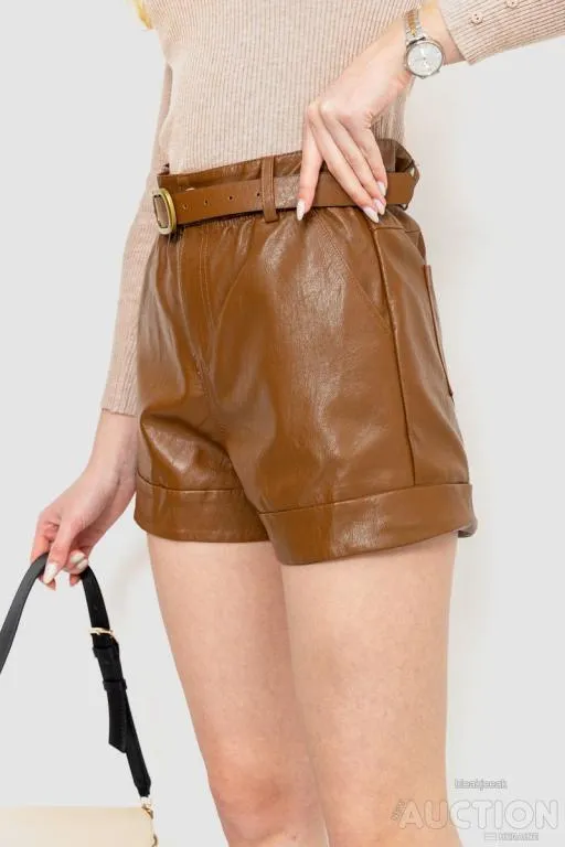 Шорты женские экокожа, цвет коричневый, 186R5222 З аукціону