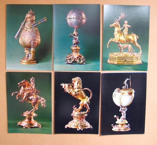 Купити СЕРЕБРЯННЫЕ ФИГУРНЫЕ СОСУДЫ ХVI-XVII вв. - ОРУЖЕЙНАЯ ПАМАТА = КОМПЛЕКТ ОТКРЫТОК 1978 г. = 22 шт. #