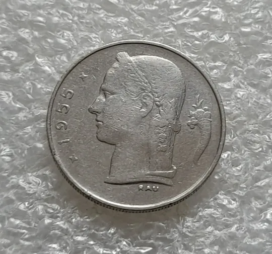 (5608) 1 франк 1955 Бельгія (Бельгия) легенда французькою &#039;BELGIQUE&#039; Ціна
