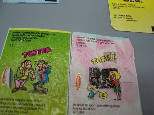 Обертка от жвачки Tofita kent 81, 82, 13 и 85 фантик вкладыш Лайнер для десен Турция 5 шт №17880мя Торговий майданчик
