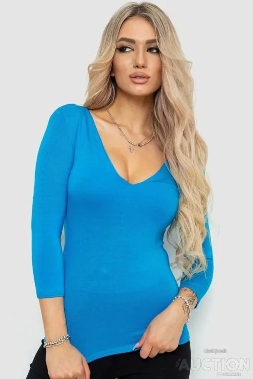 Футболка женская с удлиненным рукавом, цвет бирюзовый, 186R106 Ціна