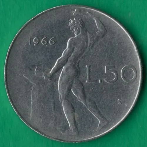 50 лір 1966 року Італія [М] Ціна