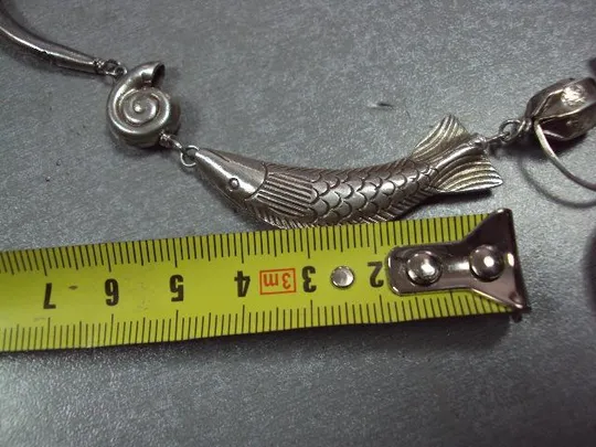 Колье ожерелье бусы рыба рыбки ракушки корабль серебро 925 проба вес 53,04 г длина 51,3 см №13586 Інтернет-аукціон