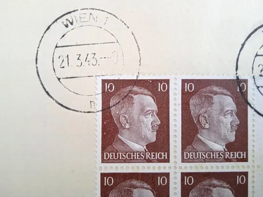 Блок гашених марок А. Гітлер на папері 21.03.1943 Відень Австрія Dc024 З аукціону