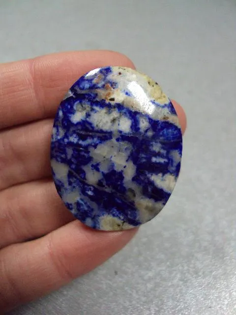 Камень лазурит овальный для ювелирных изделий вес 9,08 г размер 5 х 36 х 29 мм №13291 Недорого
