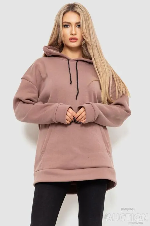 Худи женское на флисе, цвет мокко, 214R105 Ціна