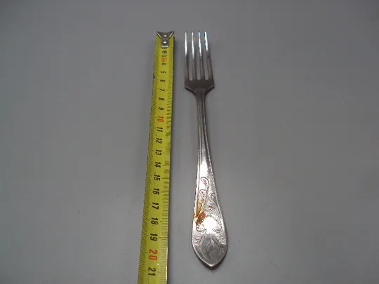 Столовые приборы вилка столовая нерж узор листья листочки нержавейка длина 20,5 см №18635в Ціна