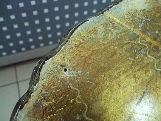 Тарелка поднос позолота дерево легкая 345 грамм, диаметр 39 см №10540 Інтернет-аукціон