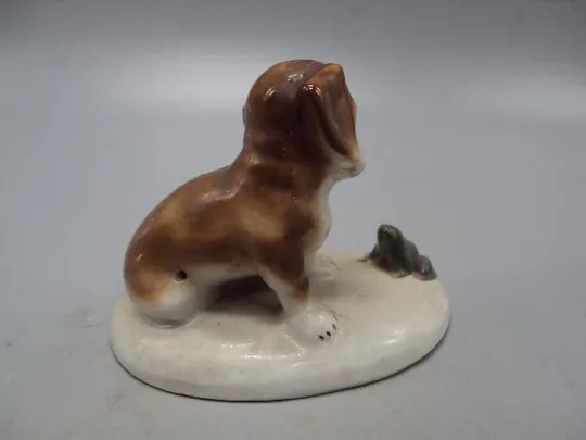 Фигура фарфор Германия щенок с лягушкой собака и лягушка собачка высота 7,5 см №14213 Недорого