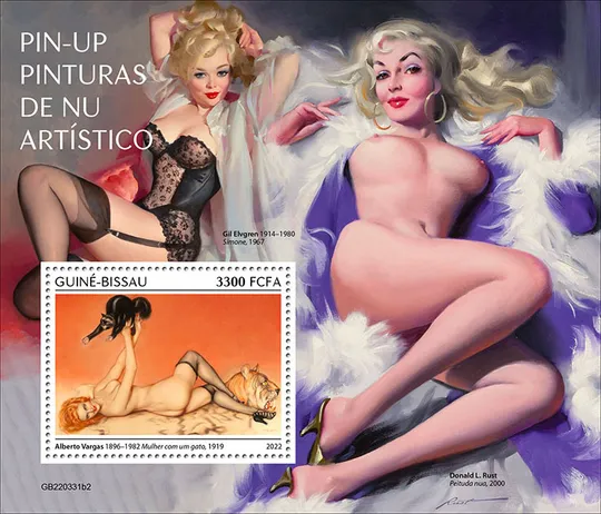Купити Гвинея Бисау-Искусство-ПИН- АП-НЮ -Обнажённая Живопись-2022.Чистый полный красивый комплект.MNH.