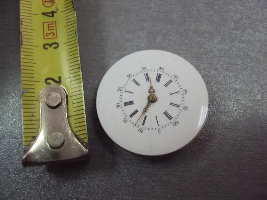 Купити циферблат фарфор и механизм к карманным часам, диаметр 2,8 см №3031