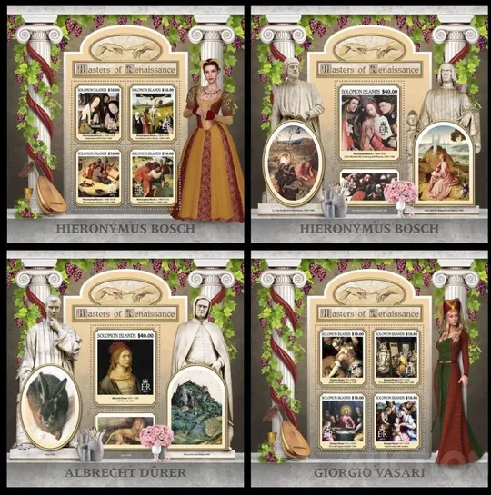 Купити Соломоновы о-ва-Живопись-2017.Чистый полный красивый комплект-20 М/Листов.Yvert&amp;Tellier=380.00 Euro.MNH.