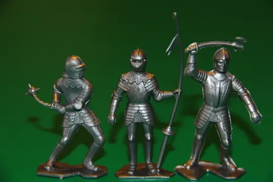 Купити ЛИЦАРІ рыцари MARX срібні 54мм США  РЕКАСТ 6 штук