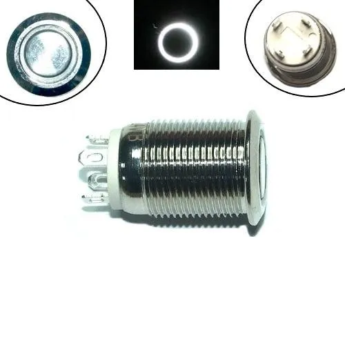 Кнопка 12мм возвратная, 12-24В, белый LED, 4pin, 12A-D Ціна