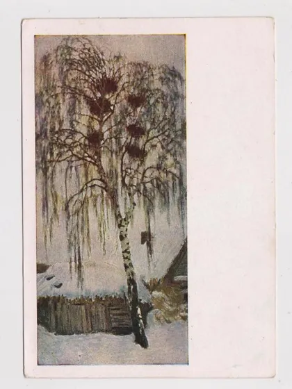 фото, БЕЛАЯ ЗИМА. ГРАЧИНЫЕ ГНЕЗДА - худ. ГРАБАРЬ = 1964 г. = чистая #