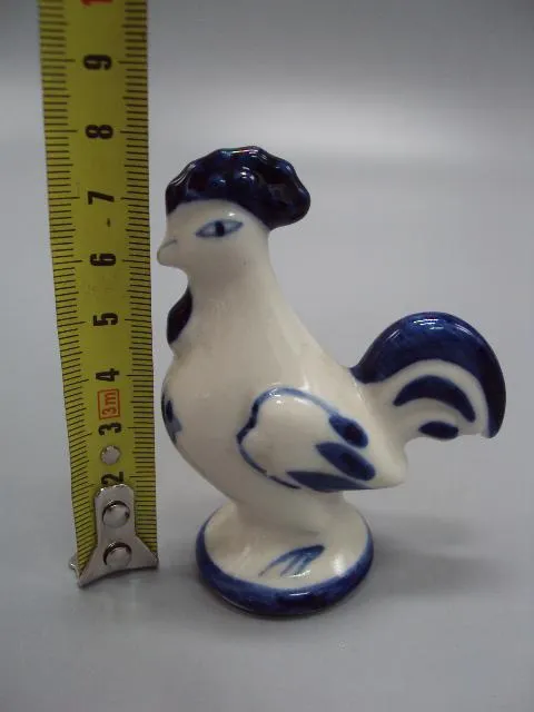 Фигура фарфор статуэтка Гжель петух миниатюра петушок высота 7,7 см №14056 Недорого