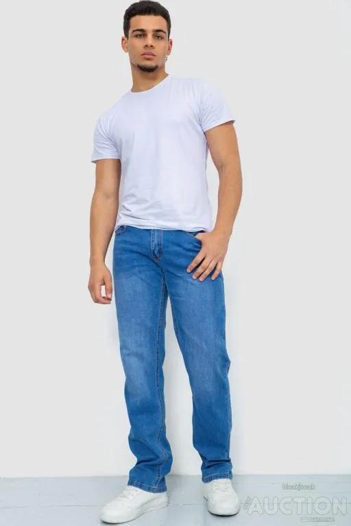 Купити Джинсы мужские с потертостями, цвет голубой, 244R22-784