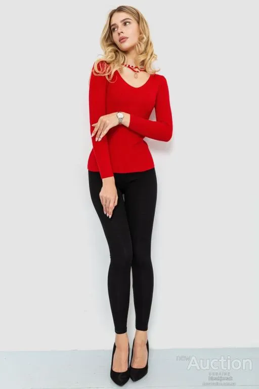 Купити Кофта женская в рубчик, цвет красный, 204R037