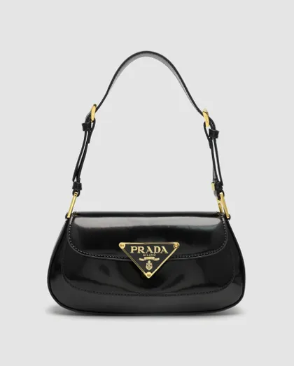 фото, Сумка жіноча Prada Patent Leather Shoulder Bag Black