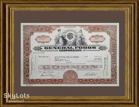 Акція Сертифікат на 50 Акцій General Foods Corporation 1971 США Mt 15 З аукціону