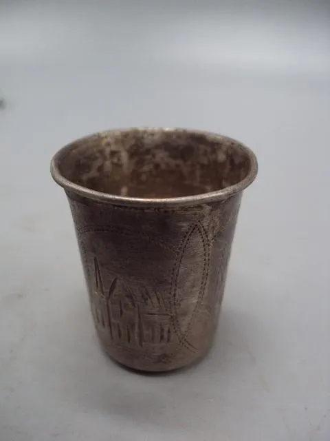 Рюмка стопка узор архитектура серебро 84 проба клеймо голова вес 20,28 г размер 4,7х3,9 см №321 Продаж