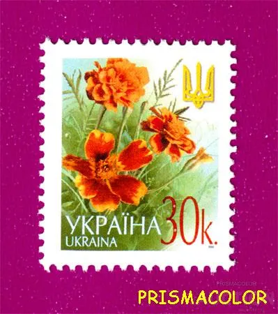 фото, ** УКРАИНА 2002 N442 марка 6-ой Стандарт Цветы 0-30