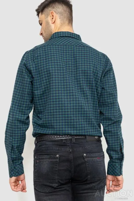 Рубашка мужская в клетку байковая, цвет зелено-синий, 214R16-33-164 Продаж