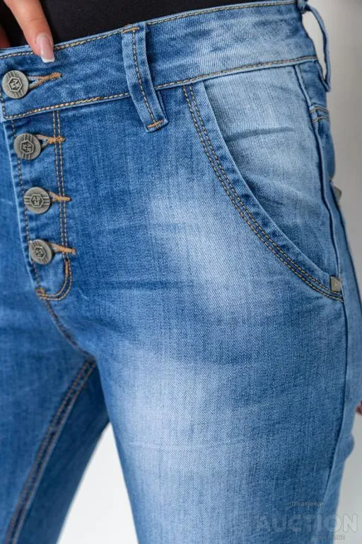 Джинсы женские с потертостями, цвет синий, 244RS08 Де купити