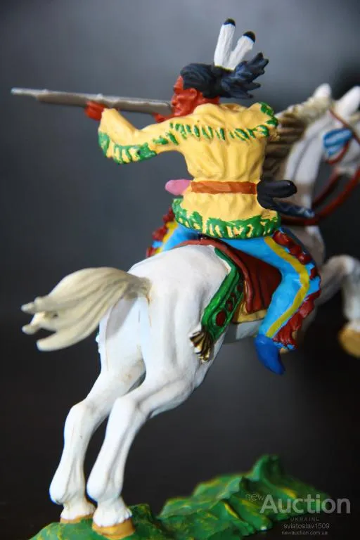 индеец стрелок на скачущей лошади ELASTOLIN 70мм ФРГ №54656 Недорого