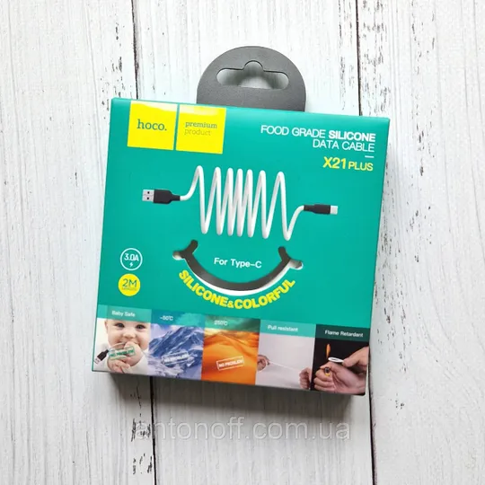 Кабель Hoco X21 Plus Silicone Cable Type-C силіконовий (2м 3A) Білий Ціна
