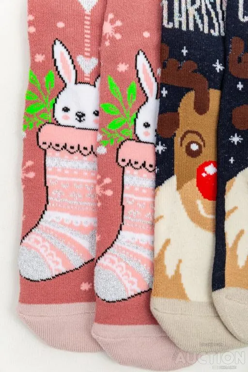 Комплект носков женских новогодних 3 пары, цвет коралловый,темно-синий,пудровый, 151R271 Де купити