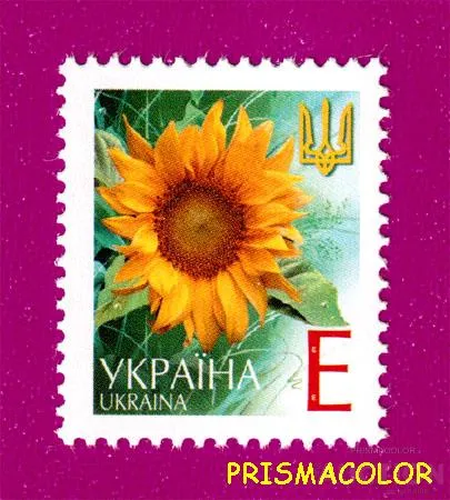 фото, ** УКРАИНА 2001 N374 марка 5-й стандарт ЛИТЕРА Е цветы