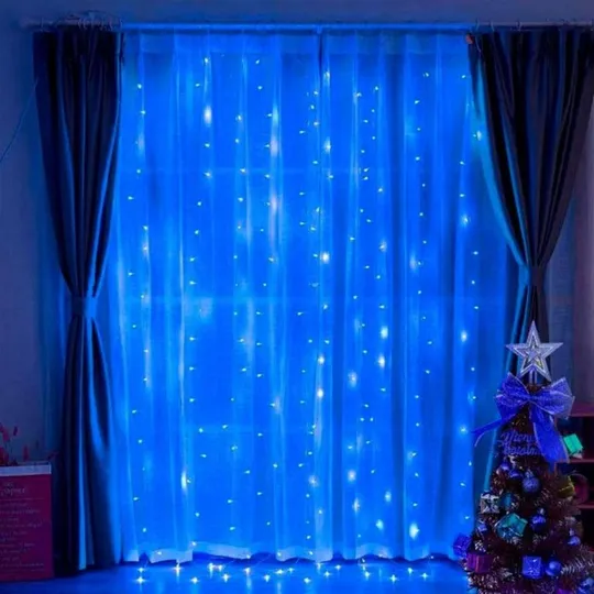 Гирлянда штора Роса, 8x1,5м, 600 LED, 40 нитей, 220В, статический режим, IP44 Синий Характеристики