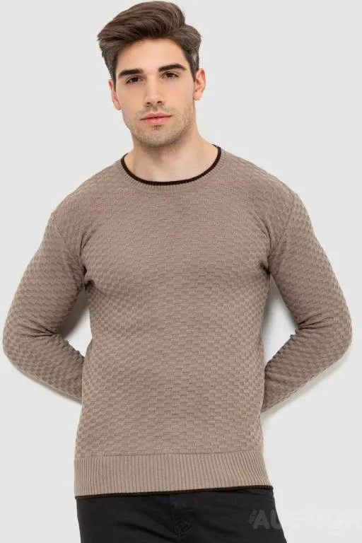 Свитер мужской, цвет бежевый, 214R8004 Ціна