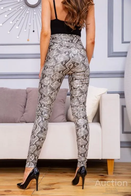 Утягивающие лосины, в змеиный принт серого цвета, 172R9010 Продаж