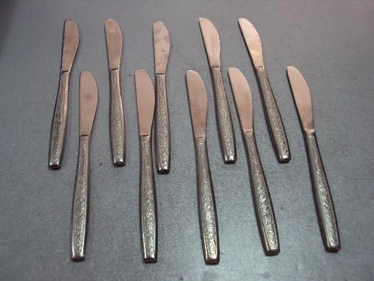 Набор столовые приборы ножи узор цветы цветочки нержавейка новые нож лот 10 шт №11695 Недорого