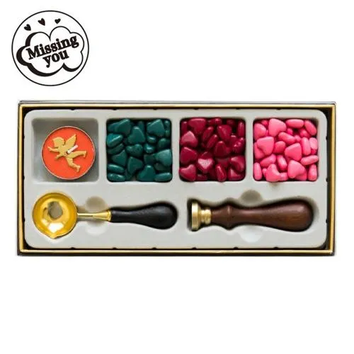 Набор для сургучных печатей, 3 цвета, свеча, ложка, печать Missing You Ціна