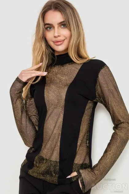 фото, Гольф женский нарядный, цвет черно-золотистый, 186R109