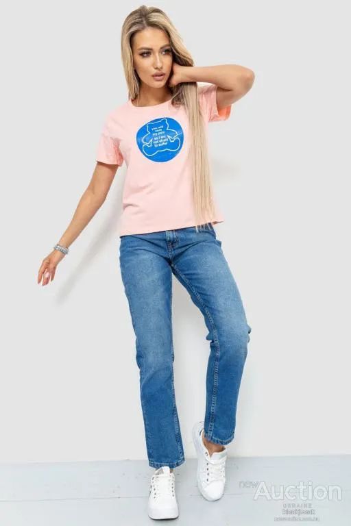 Купити Футболка женская с принтом, цвет розовый, 221R3009