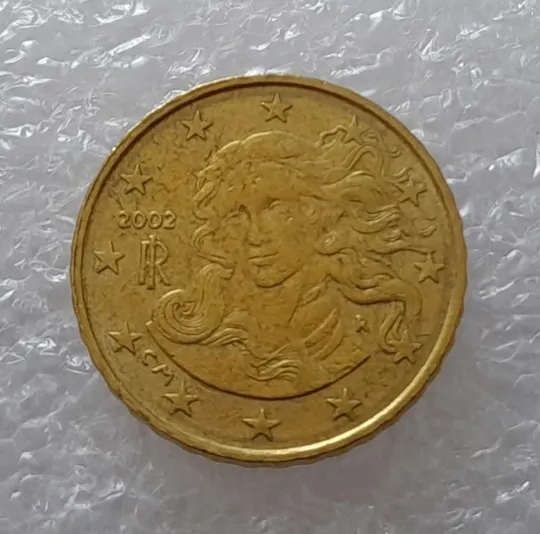 (2497) 10 євроцентів 2002 Італія  роздвоєний кант (10 евроцентов 2002 Италия брак) Ціна