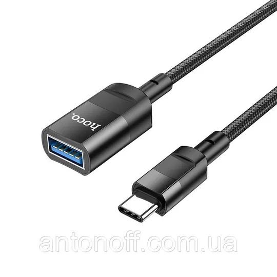 USB OTG подовжувач Hoco U107 Type-C to USB female USB3.0 3A 1.2м Чорний Де купити