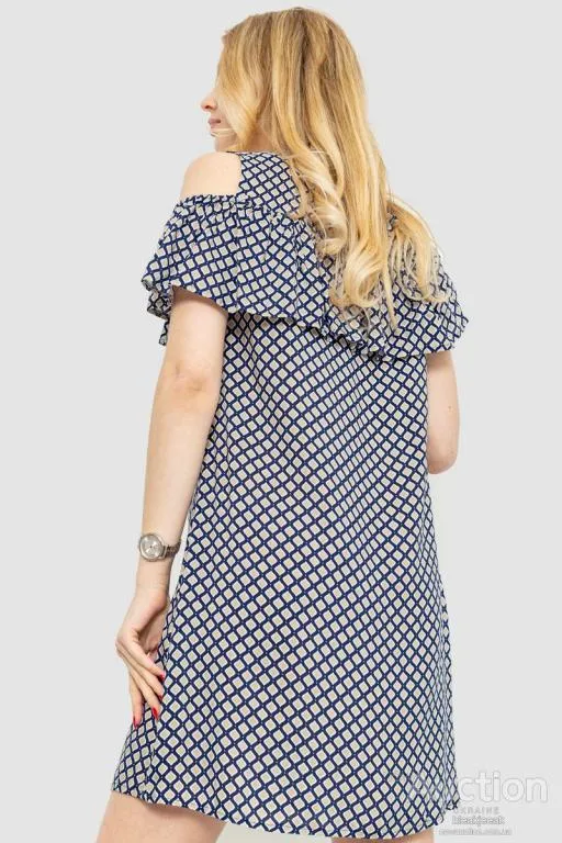 Платье с принтом, цвет сине-бежевый, 230R24-3 Продаж