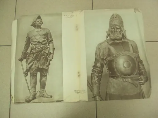 литографии скульптура нестор летописец, царь иван грозный, петр 1, ермак  №8344 Недорого